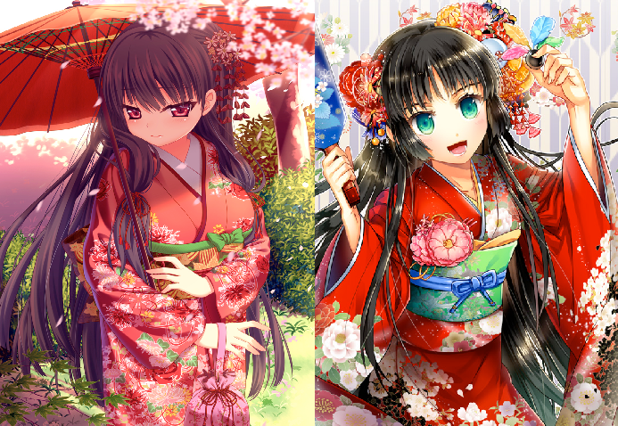 Anime girl mặc kimono