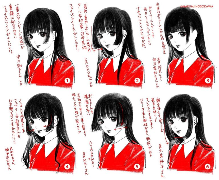 6 biển thể của kiểu tóc Hime Cut dễ thương, theo tranh minh hoạ của Narumi Hosokawa
