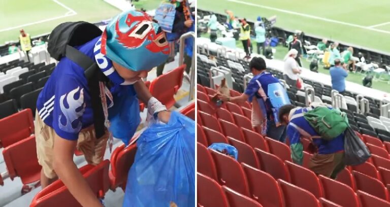 Fan bóng đá Nhật Bản lại được khen ngợi vì ở lại dọn rác sau trận đấu, “Chúng tôi dọn rác không phải để được ghi hình”